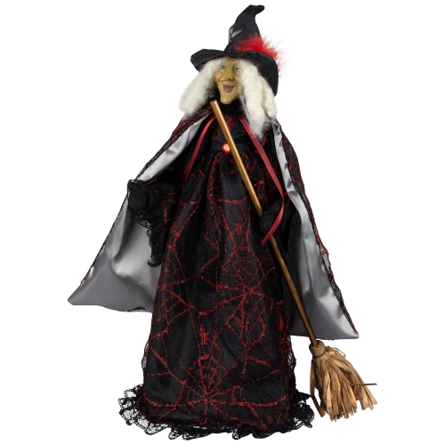 Spooky Witch with Broom Halloween Figure - 18"