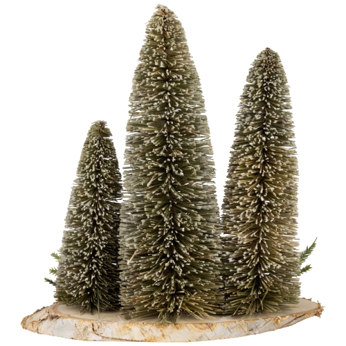 Frosted Bottle Brush Tree Trio Christmas Decoration - 10.25"