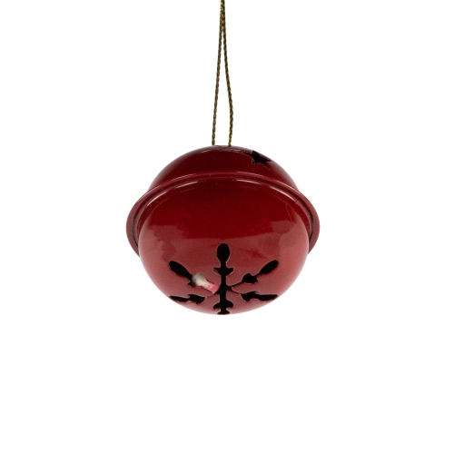 Snowflakes and Stars Christmas Jingle Bell Ornaments - 1.5" - Burgundy - 12ct
