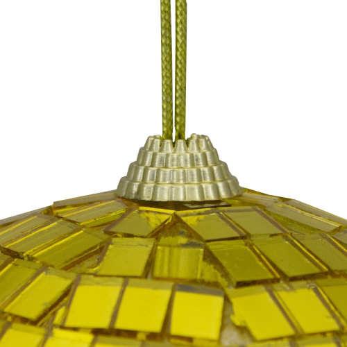 Mirrored Disco Ball Christmas Ornament - 6" - Golden Yellow
