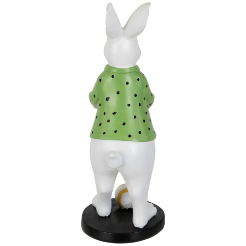 Rabbit Holding Easter Egg Outdoor Garden Statue - 11.5" - White