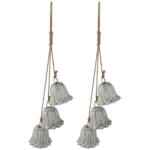 Fluted Bell Trio Christmas Decorations - 20" - White - Set of 2