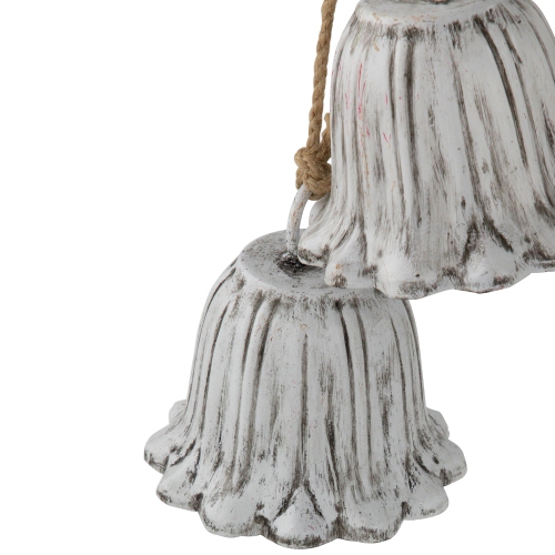 Fluted Bell Trio Christmas Decorations - 20" - White - Set of 2