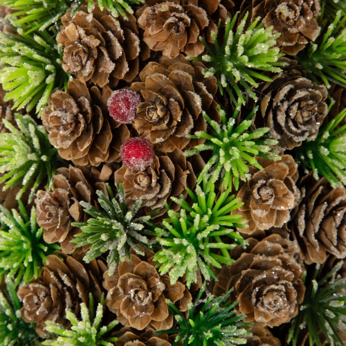 Mini Pinecone and Frosted Wild Berries Christmas Cone Tree - 15"