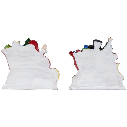 Santa and Snowman Sleigh Ride Christmas Stocking Holders - 4.25" - Set of 2