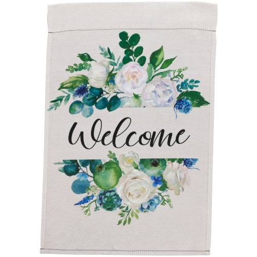 NORTHLIGHT  Mixed Florals "welcome" Spring Outdoor Garden Flag 18" X 12.5"