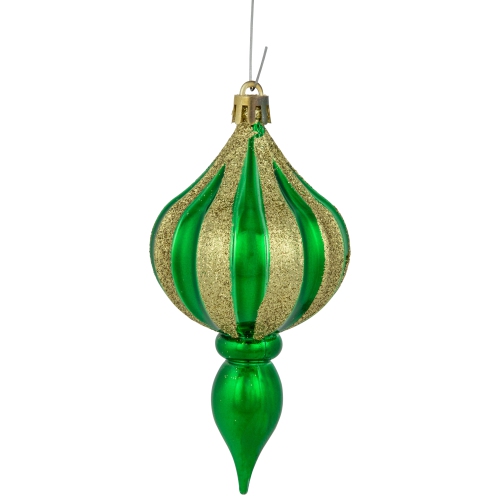 8ct Green Shatterproof Finial Christmas Ornaments, 4.75"