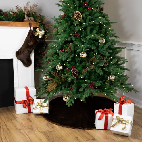 Mink Faux Fur Christmas Tree Skirt - 48" - Brown