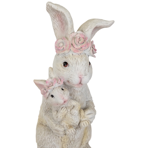 Mother and Baby Bunny Outdoor Garden Easter Statue - 9.25"