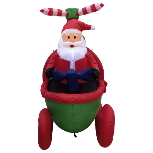 Lighted Inflatable Santa with Helicopter Outdoor Christmas Decoration -7'
