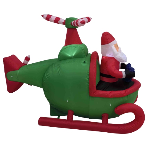 Lighted Inflatable Santa with Helicopter Outdoor Christmas Decoration -7'