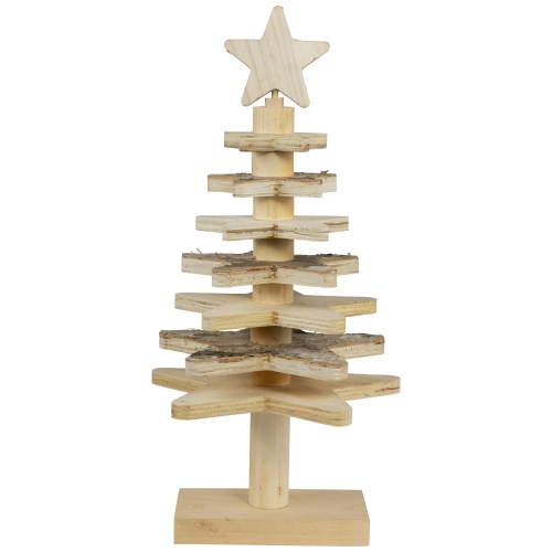 Star Cut-Outs Wooden Tree Christmas Decoration - 16"