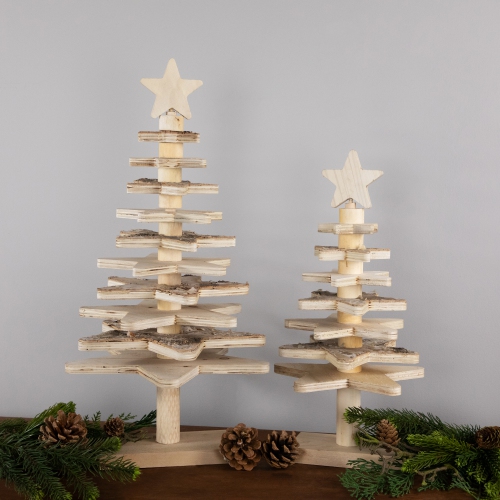 Star Cut-Outs Wooden Tree Christmas Decoration - 16"