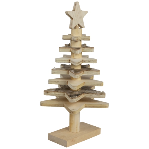 Star Cut-Outs Wooden Tree Christmas Decoration - 16"