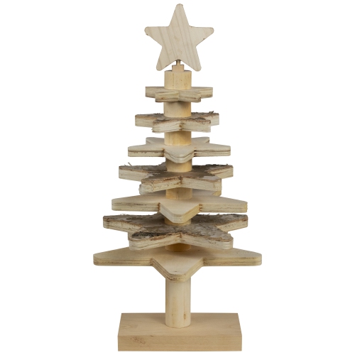 Star Cut-Outs Wooden Tree Christmas Decoration - 16"