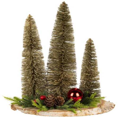 Trio of Bottle Brush Trees Christmas Decoration - 10.25"