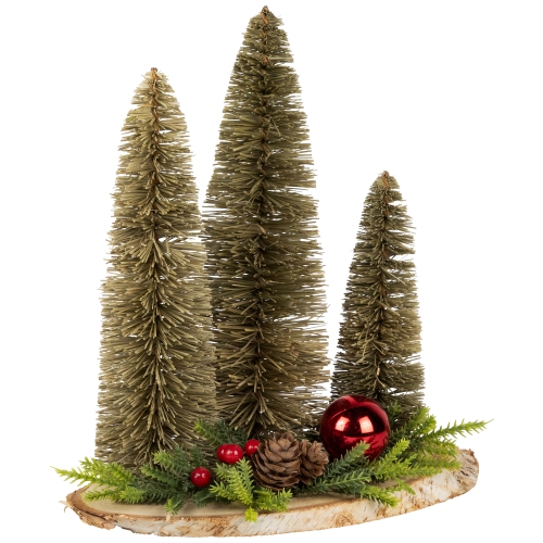 Trio of Bottle Brush Trees Christmas Decoration - 10.25"