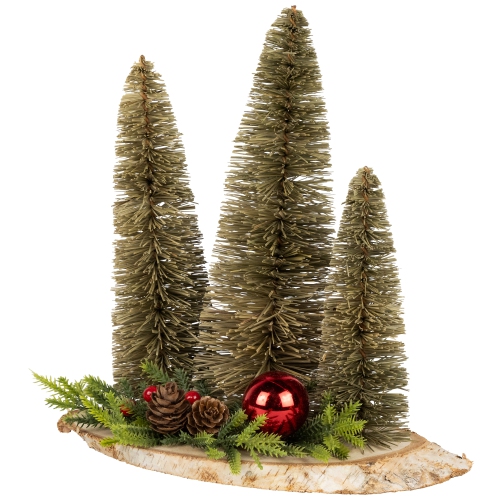 Trio of Bottle Brush Trees Christmas Decoration - 10.25"