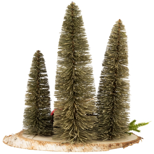 Trio of Bottle Brush Trees Christmas Decoration - 10.25"