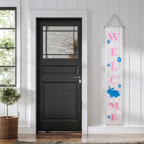 Welcome and Happy Easter Outdoor Hanging Door Banners - 71" - Set of 2