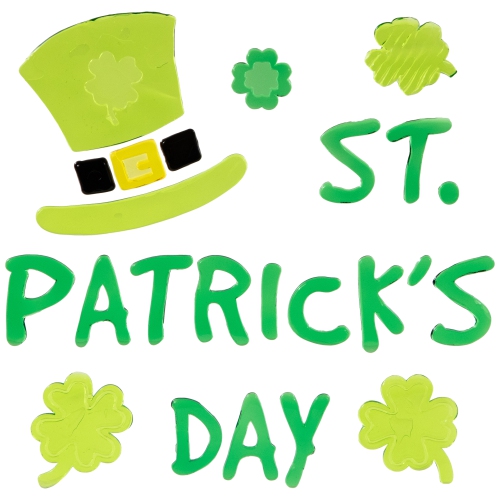 Set of 5 Double Sided St. Patrick's Day Gel Window Clings