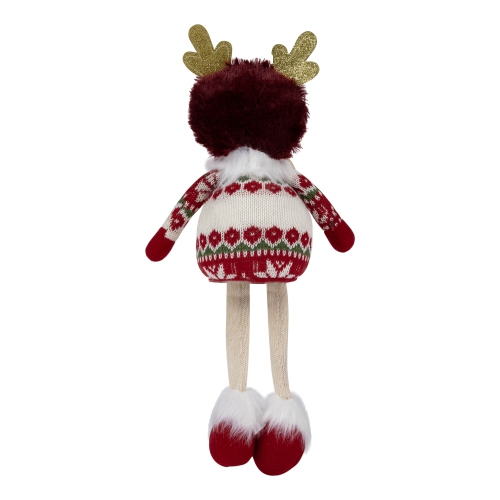 Sitting Plush Girl with Dangling Legs Christmas Figure - 16" - Cream and Red