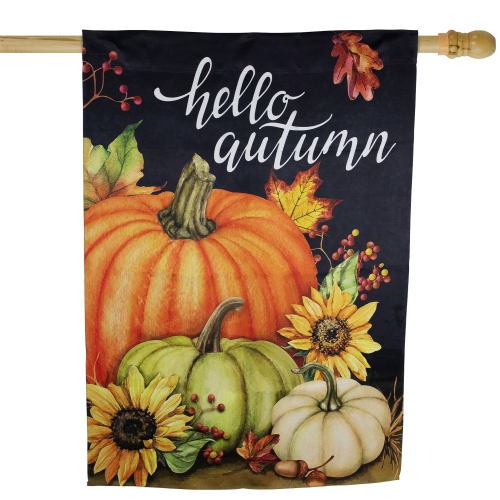 Pumpkins and Sunflowers Hello Autumn Outdoor Fall Harvest House Flag - 40" x 28"