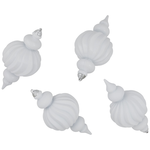 Commercial Size Shatterproof Finial Christmas Ornaments - 10" - White - Set of 4