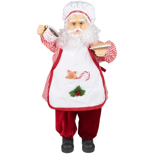 Animated and Musical Chef Santa Claus With Hot Cocoa and Cookie Christmas Figure - 24"