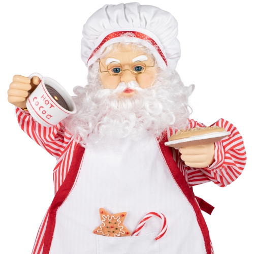 Animated and Musical Chef Santa Claus With Hot Cocoa and Cookie Christmas Figure - 24"