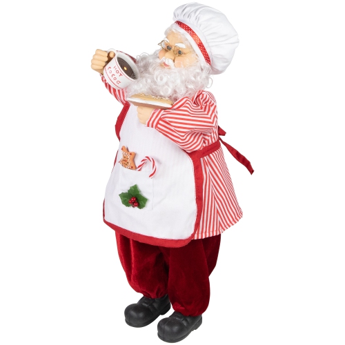 Animated and Musical Chef Santa Claus With Hot Cocoa and Cookie Christmas Figure - 24"