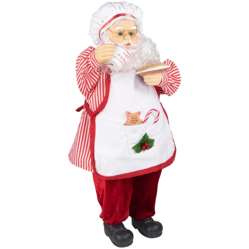 Animated and Musical Chef Santa Claus With Hot Cocoa and Cookie Christmas Figure - 24"