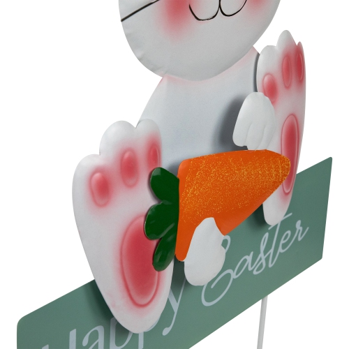 Bunny with Carrot Happy Easter Outdoor Garden Stake - 18.75"