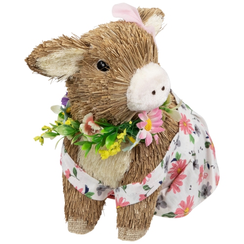 Girl Piglet with Floral Dress Spring Figurine - 7"