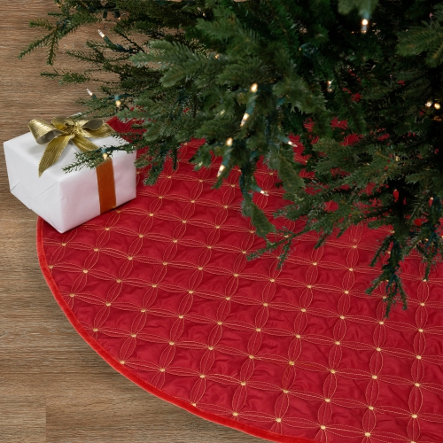 Round Quilted Tree Skirt - 60“ - Red