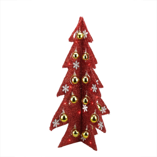 LED Lighted Christmas Tree with Ornaments Decoration - 28" - Gold and Red