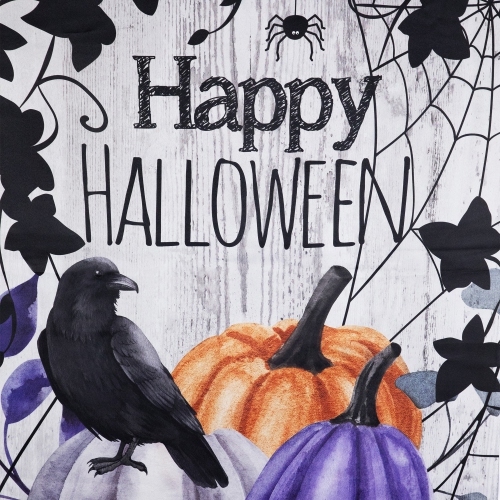 Pumpkins and Crow "Happy Halloween" Outdoor House Flag - 40" x 28"