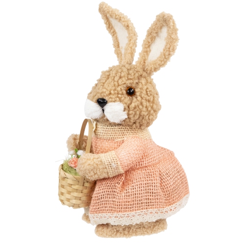 Décoration lapin de Pâques en peluche avec panier - 10&nbsp;po