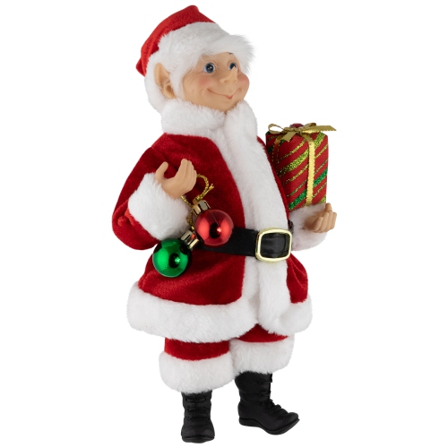 Santa Elf with Gift Christmas Figure - 14"