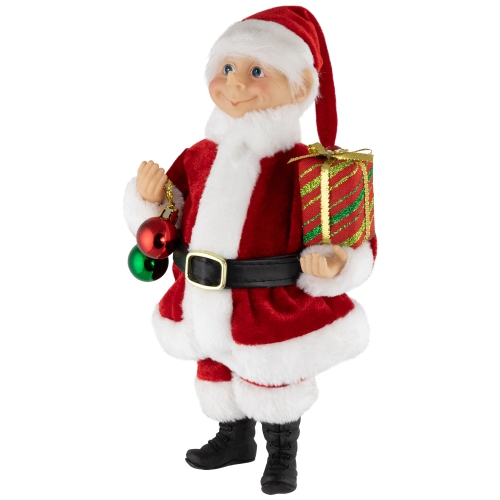 Santa Elf with Gift Christmas Figure - 14"