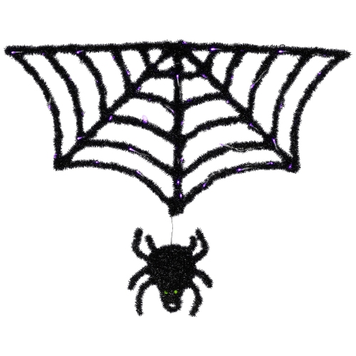 Lighted Spider and Web Halloween Decoration - 36" - Black - Purple LED Lights
