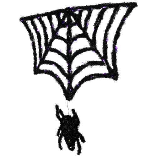 Lighted Spider and Web Halloween Decoration - 36" - Black - Purple LED Lights