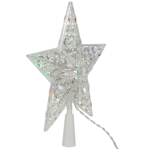 LED Lighted Battery Operated Color Changing Jeweled Star Christmas Tree Topper - 9.5"
