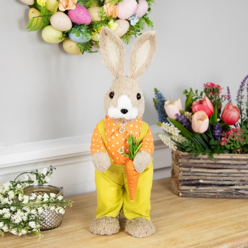 Standing Boy Rabbit with Carrot Easter Figure - 16" - Orange and Green