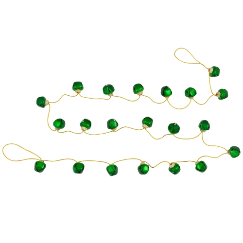 Shiny Metal Jingle Bells Christmas Garland - 7.5' x 1" - Green