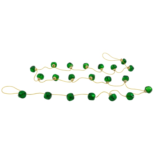 Shiny Metal Jingle Bells Christmas Garland - 7.5' x 1" - Green