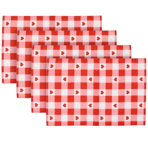 Checkered Hearts Valentine's Day Placemats - 18" - Set of 4