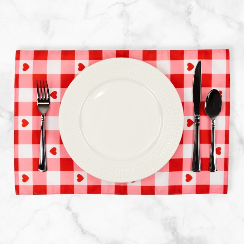 Checkered Hearts Valentine's Day Placemats - 18" - Set of 4