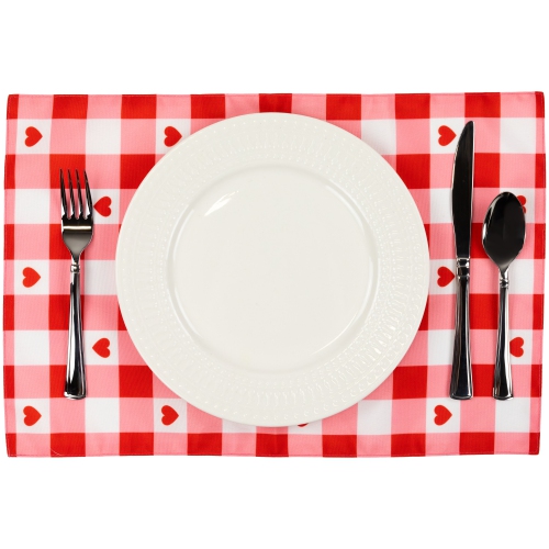 Checkered Hearts Valentine's Day Placemats - 18" - Set of 4