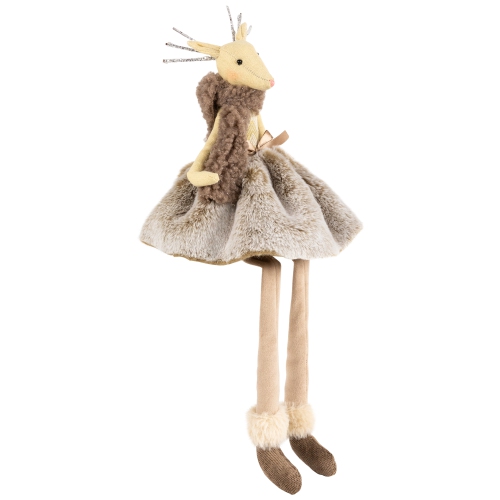 Sitting Reindeer Girl with Dangling Legs Christmas Figure - 18"